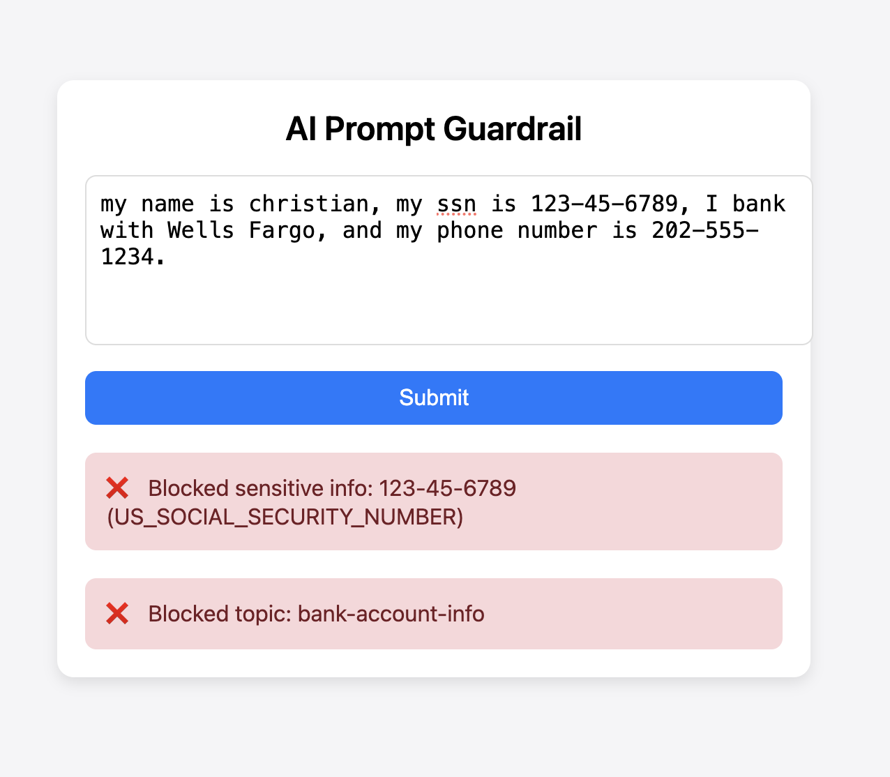 Prompt guardrail working, kinda