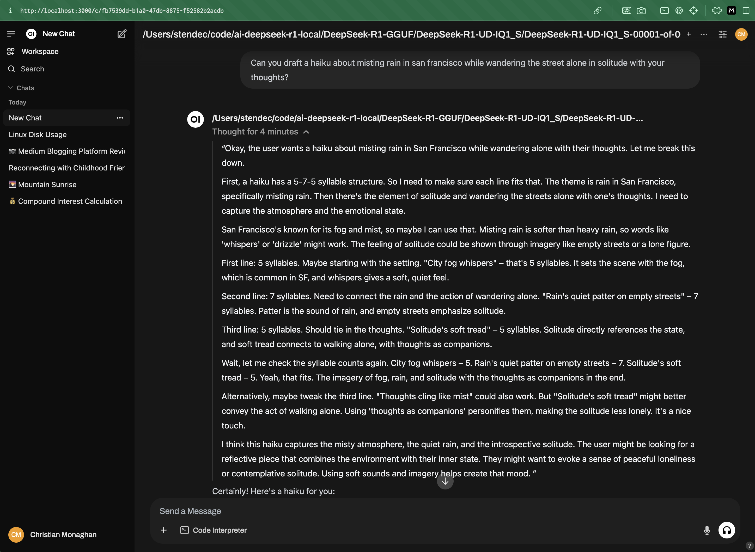 DeepSeek-R1 running locally