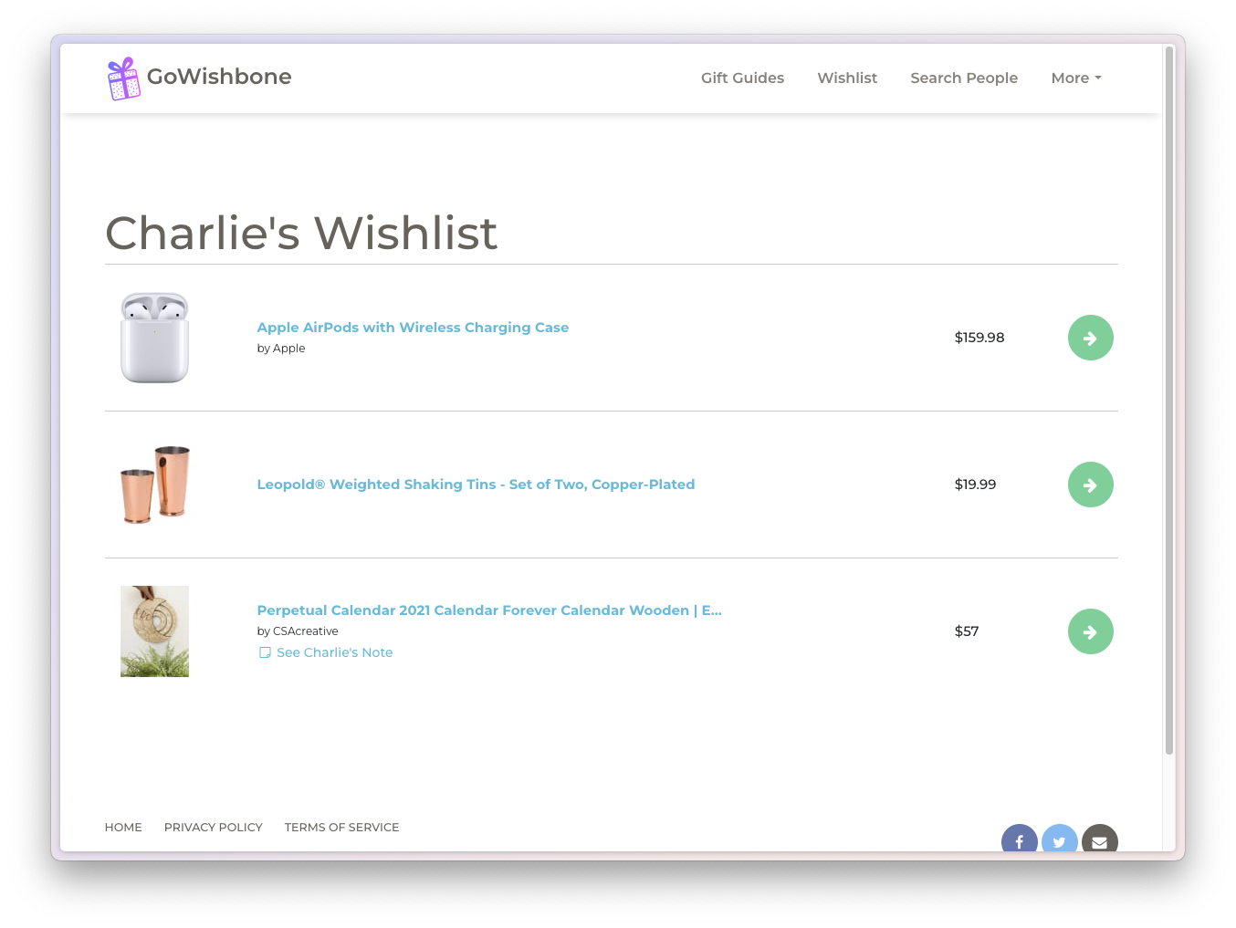 Charlie's wishlist