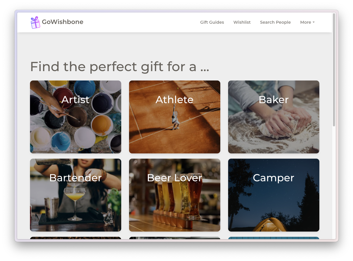 Find a gift idea by hobby